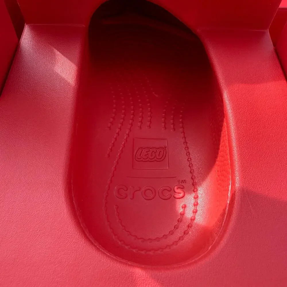 LEGO x Crocs Slides Red M6 W8 NWT Limited Edition Brick Sandals